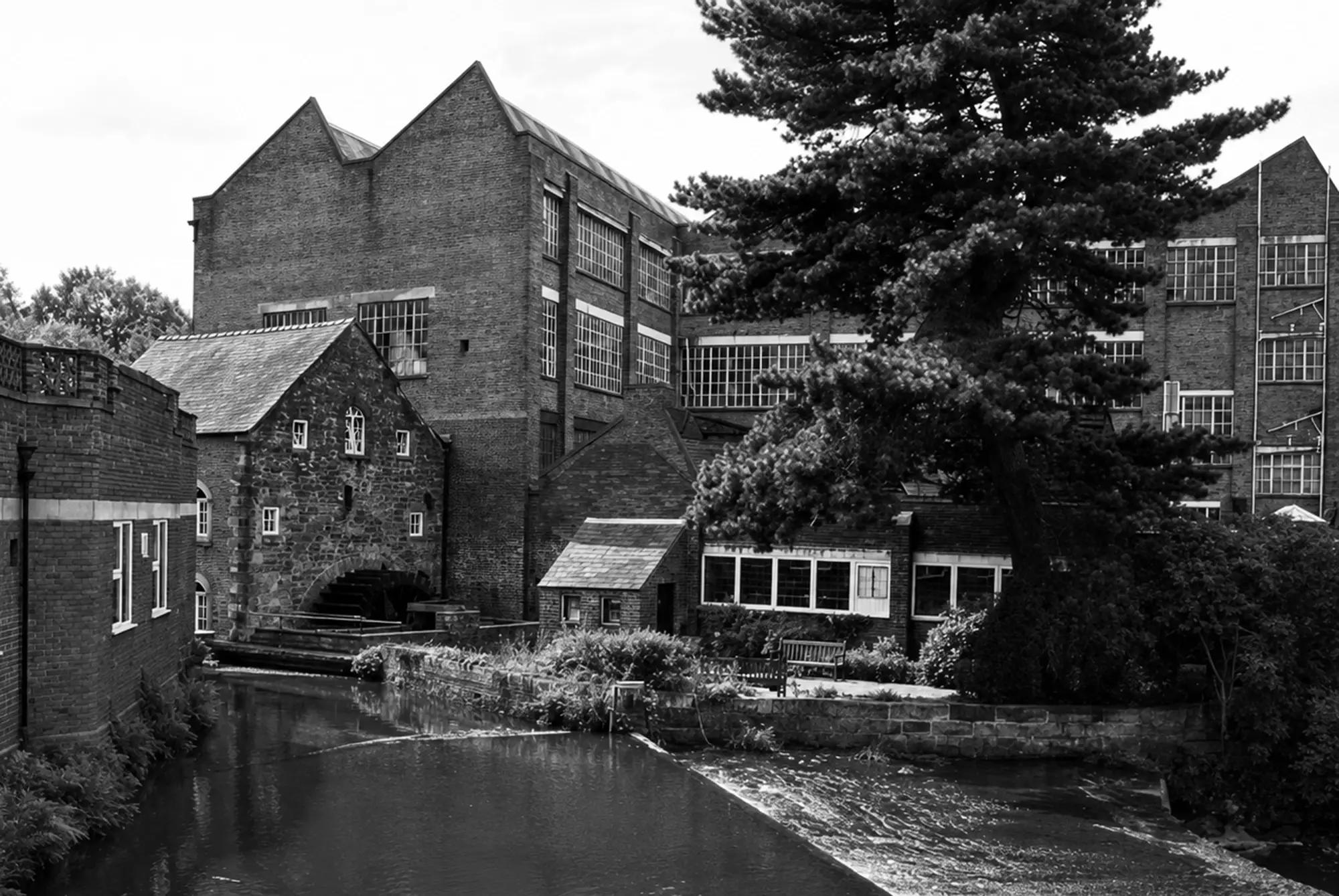Black and white photo of the Vulcan Sports factory building in Leek, Staffordshire