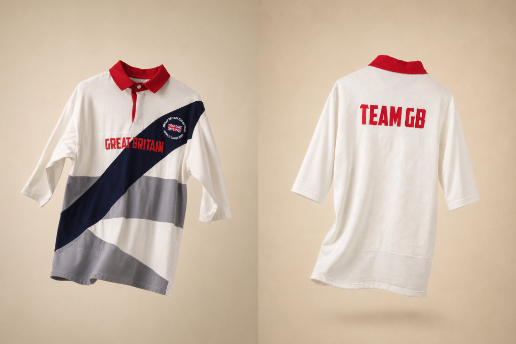 Great Britain tug of war team shirt made by Vulcan Sports for The World Games 2025